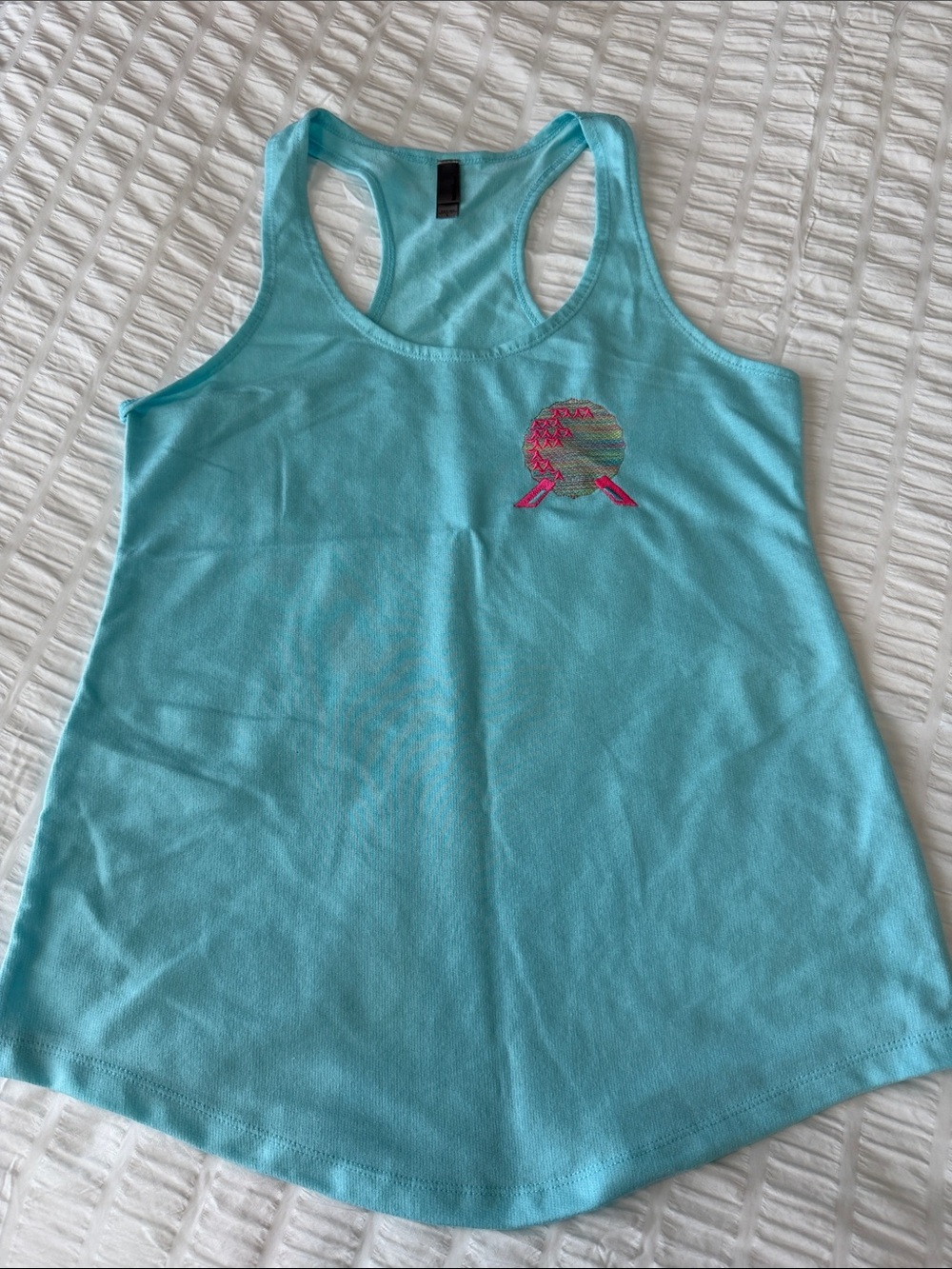 Disney Epcot Themed Light Blue Racerback Tank Top with Embroidered Accent